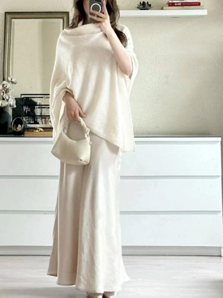 Fashionable Women's Cloak Large Shawl Turtleneck Sweater Coat