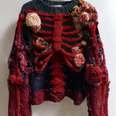 Halloween Bestseller 3D Digital-Print Womens Crew-Neck Loose Sweater