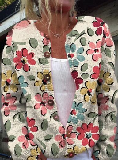 3D Digital Printing Cardigan Coat Outerwear Women