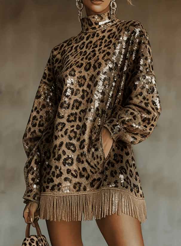 Tassel Turtleneck Dress