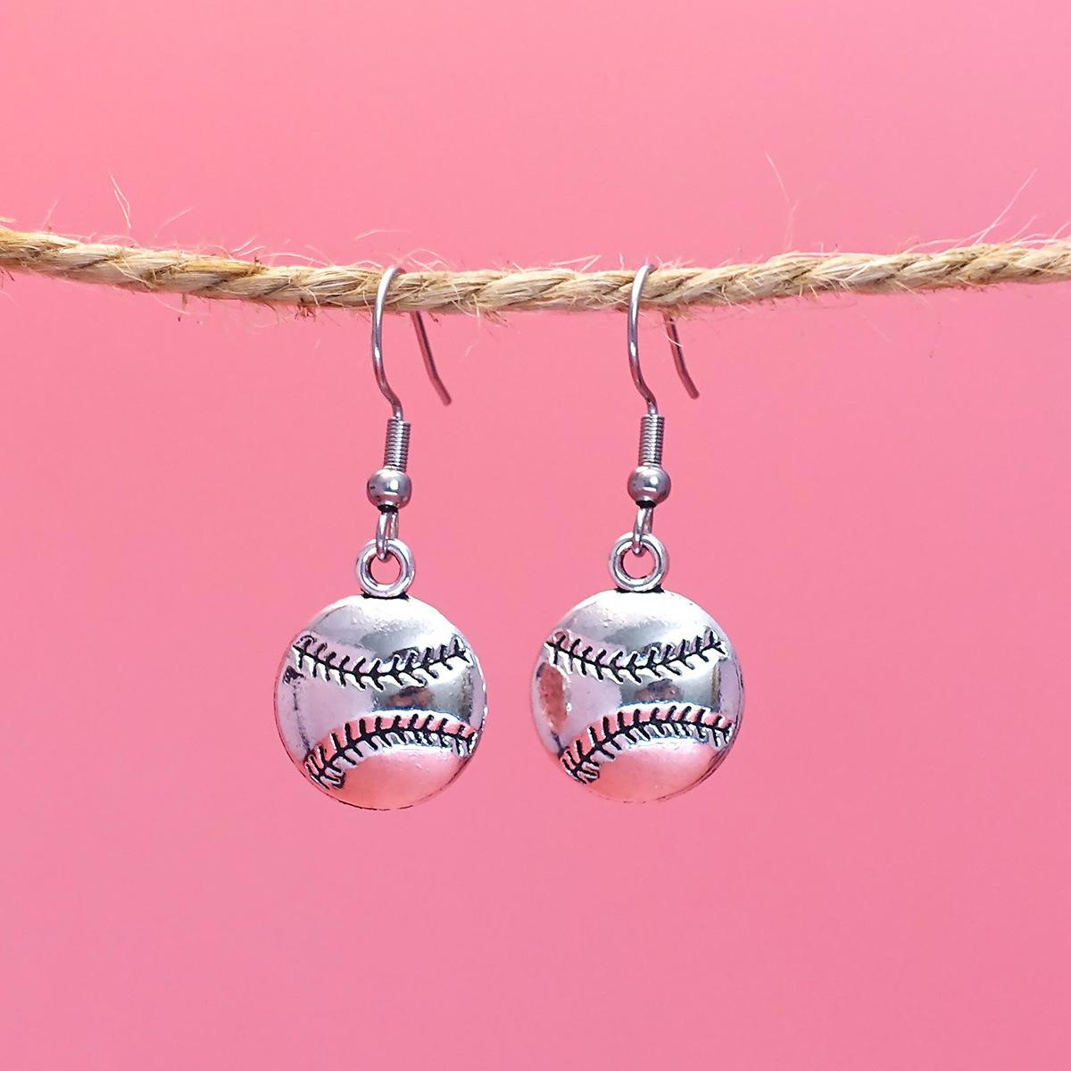 Baseball-style Sports Earrings Alloy Material