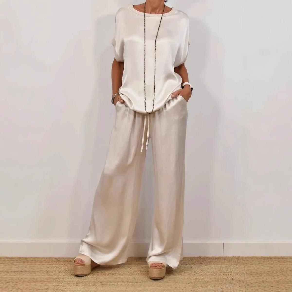 Spring And Summer New Trend Loose Shirt Wide Leg Pants Casual Suit