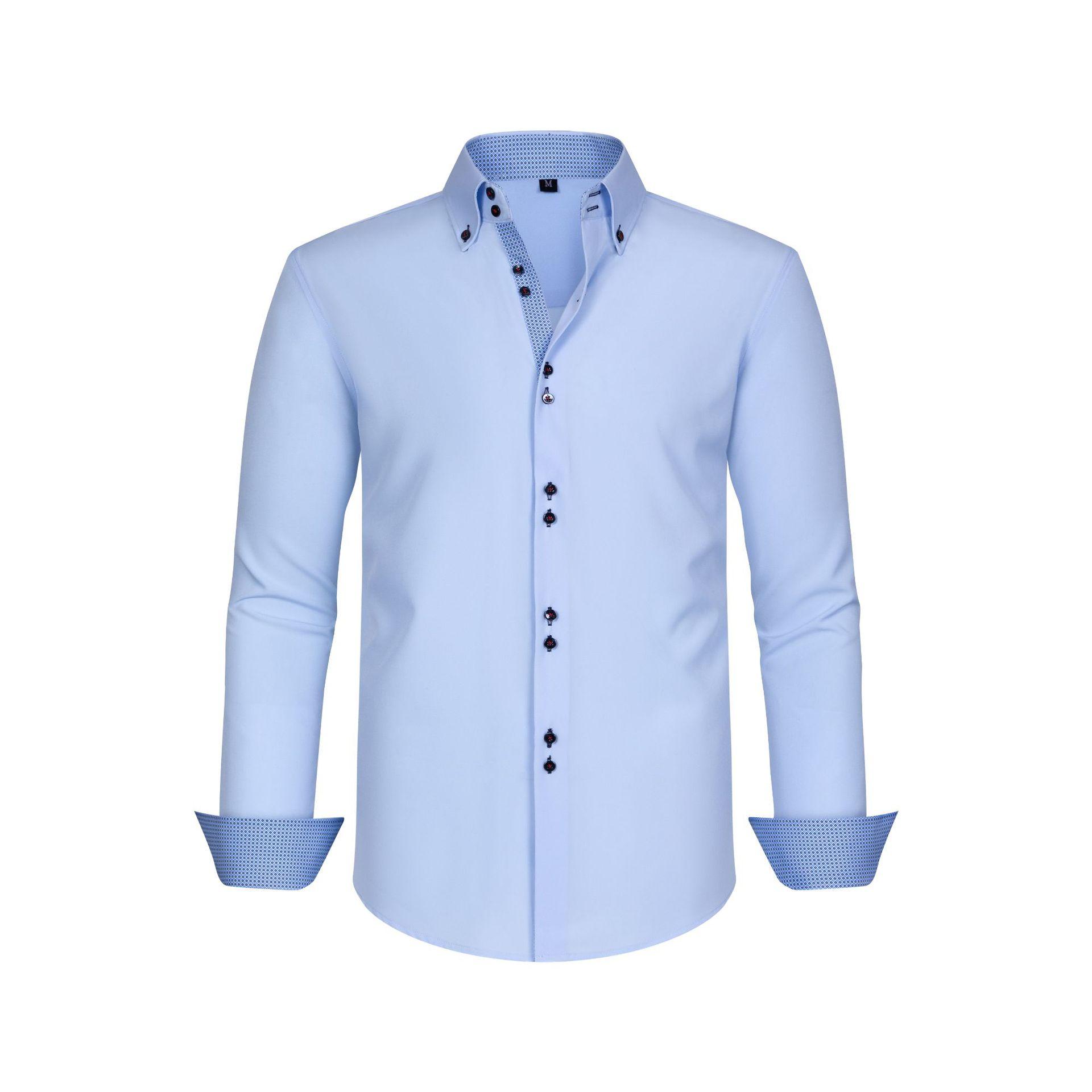 Mens Four-Way Stretch Polka-Dot Colorblock Shirt