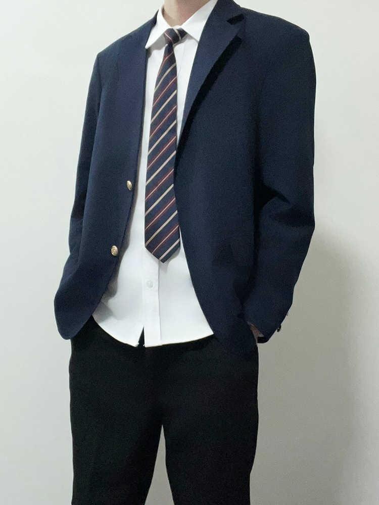Dark Blue Casual Suit Jacket Set