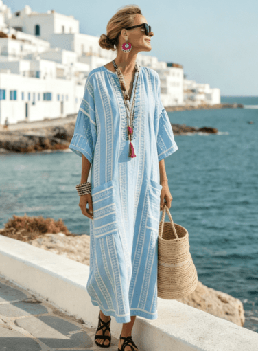 Bohemian-style Cotton And Linen Loose Vacation Dress