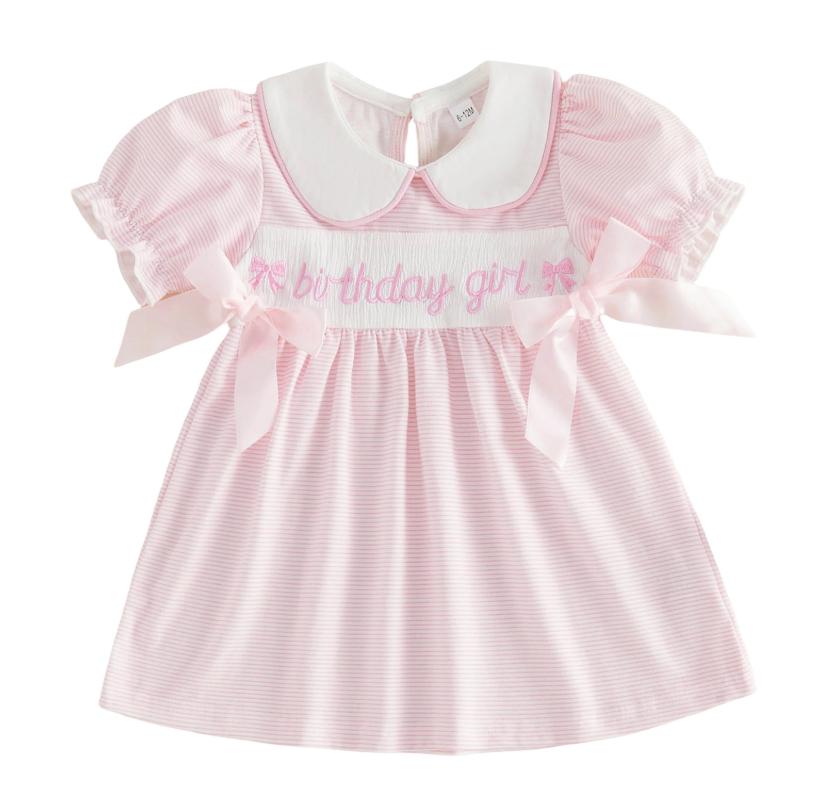 Baby Girl's Embroidered Pink-checkered Romper Dress