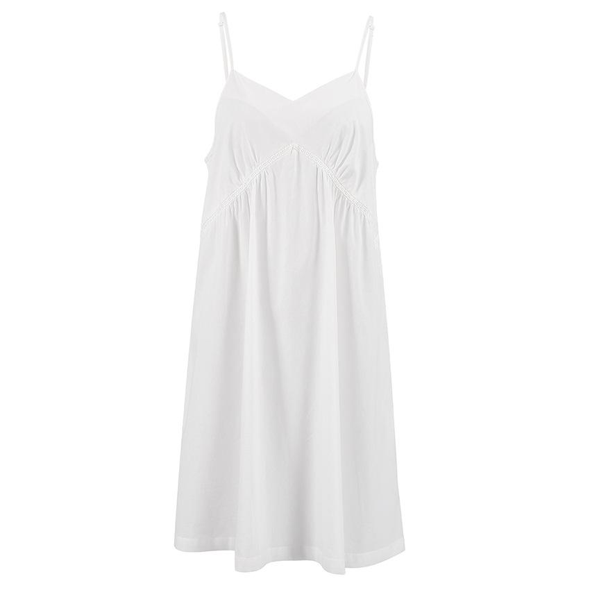 White Camisole-style Lightweight Nightgown In Cotton Crepe