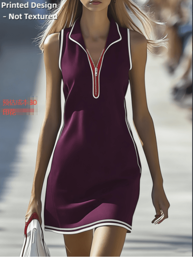 Sports-style Sleeveless Zippered Color-blocked A-line Dress