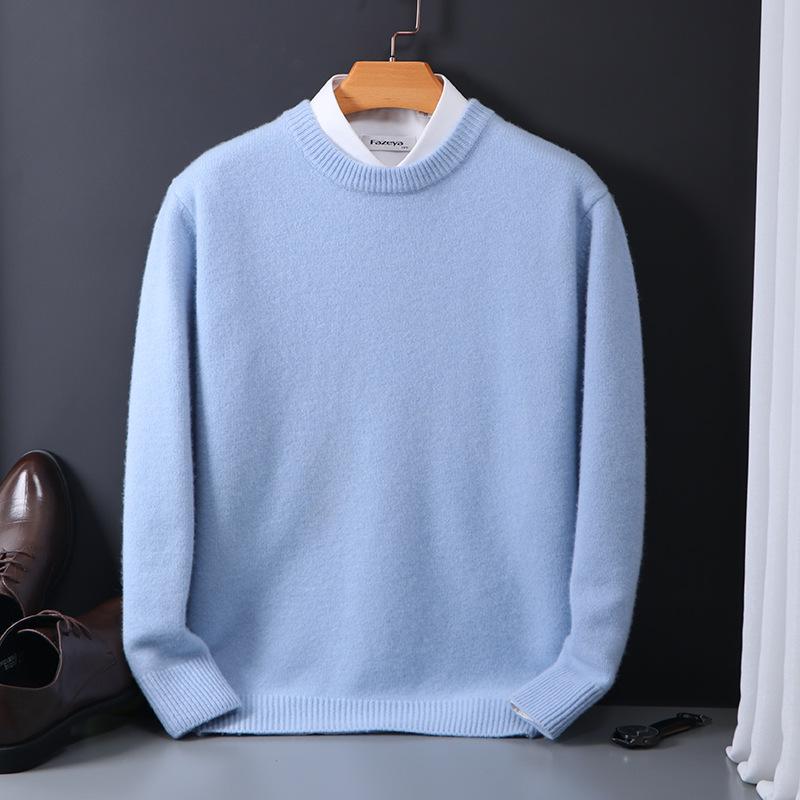 Pure Wool Sweater Men's Round Neck Pullover