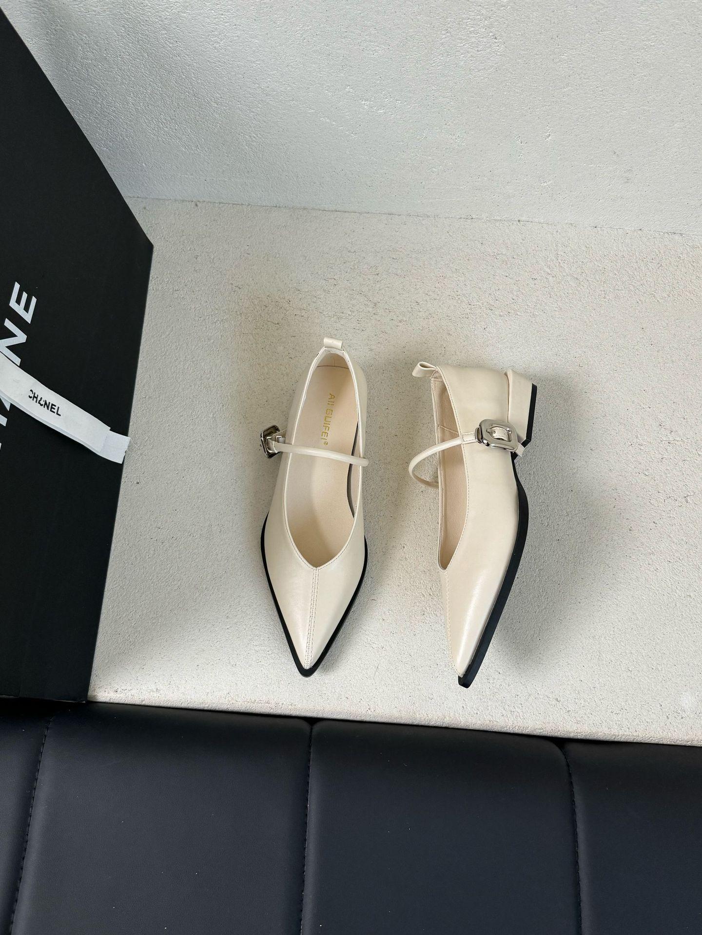 Womens Chunky-Heeled French-Style Retro Pointed-Toe Brown Mary Jane Shoes