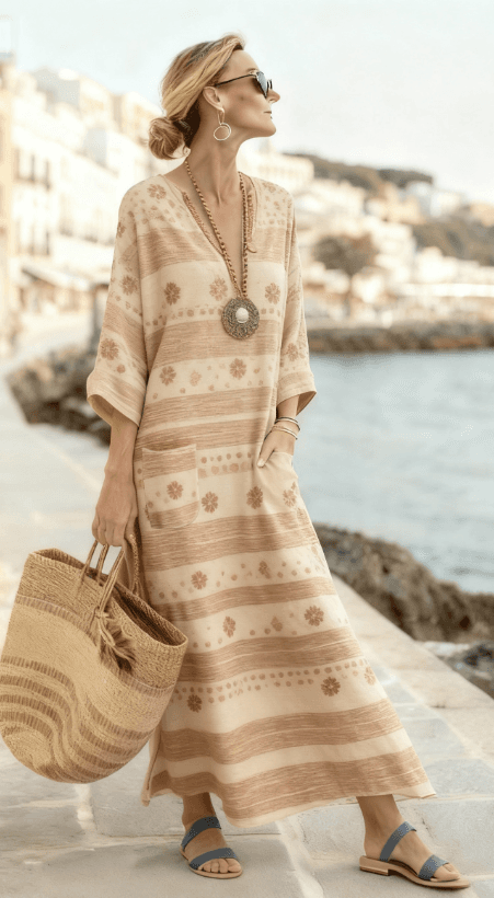 Women's Large Loose Striped Print Dress