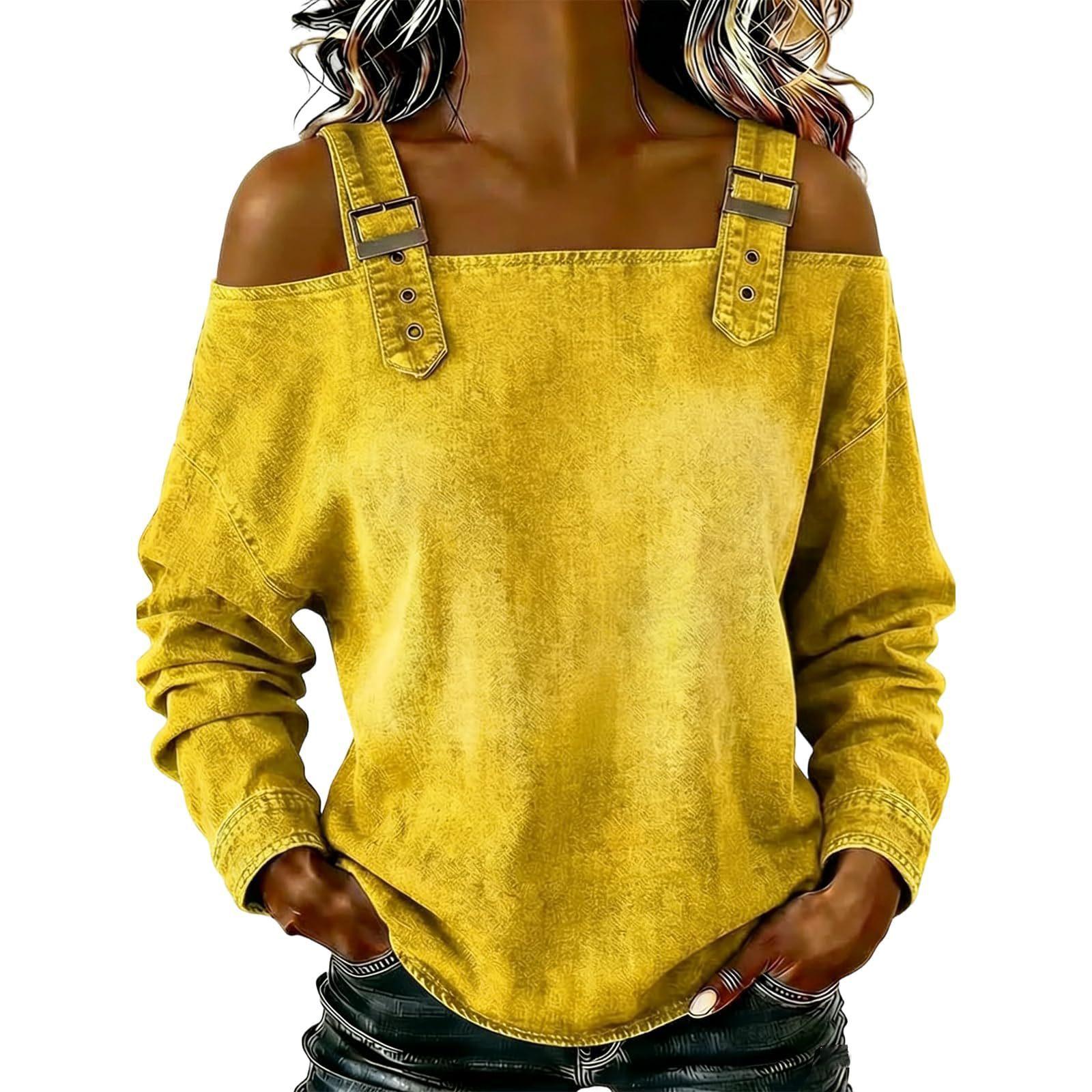 Women's Off-shoulder Strap Long-sleeve Top