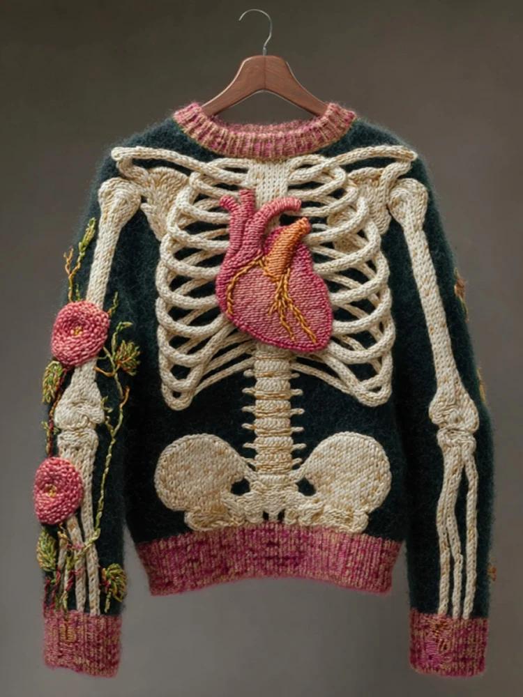 Halloween Bestseller 3D Digital-Print Womens Crew-Neck Loose Sweater