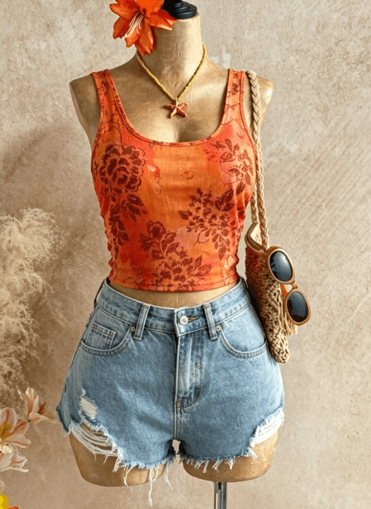 Range Print Crop Top