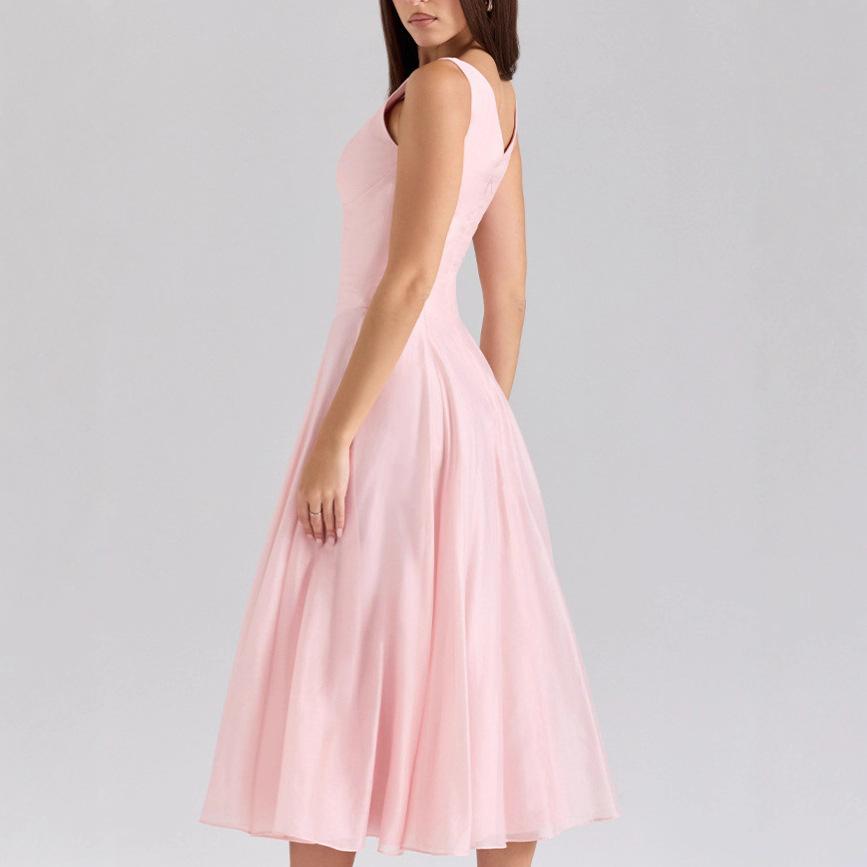 French Gentle Pure Desire Elegant Sexy V-neck Waist-controlled Slimming Dress