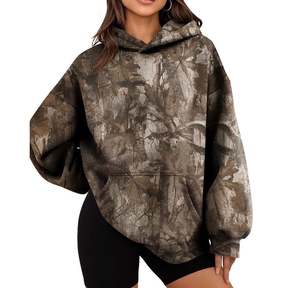 Branch-pattern Print Loose-fit Sweatshirt With A Hood