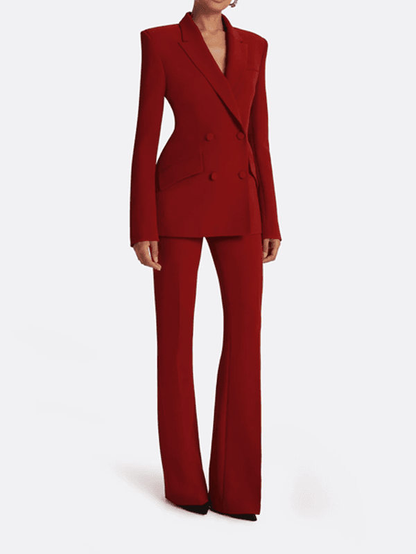 Red Double-Breasted Blazer And Trousers 2-Piece Suit