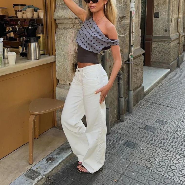 Casual Street Polka Dot Strapless Cool Top