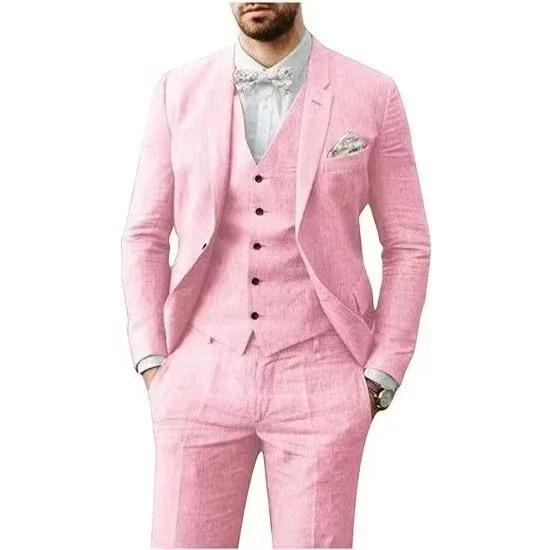 Business Mens Simple And Stylish Solid-Color Suit Set