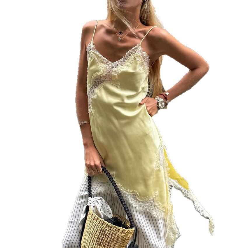 Lace Split Inner Wear Dress Design Temperament