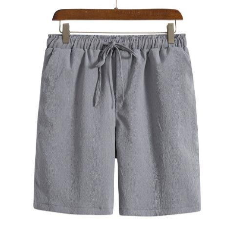 Cotton-linen Shorts Japanese-style Solid-color Casual Drawstring Beach Pants For Men