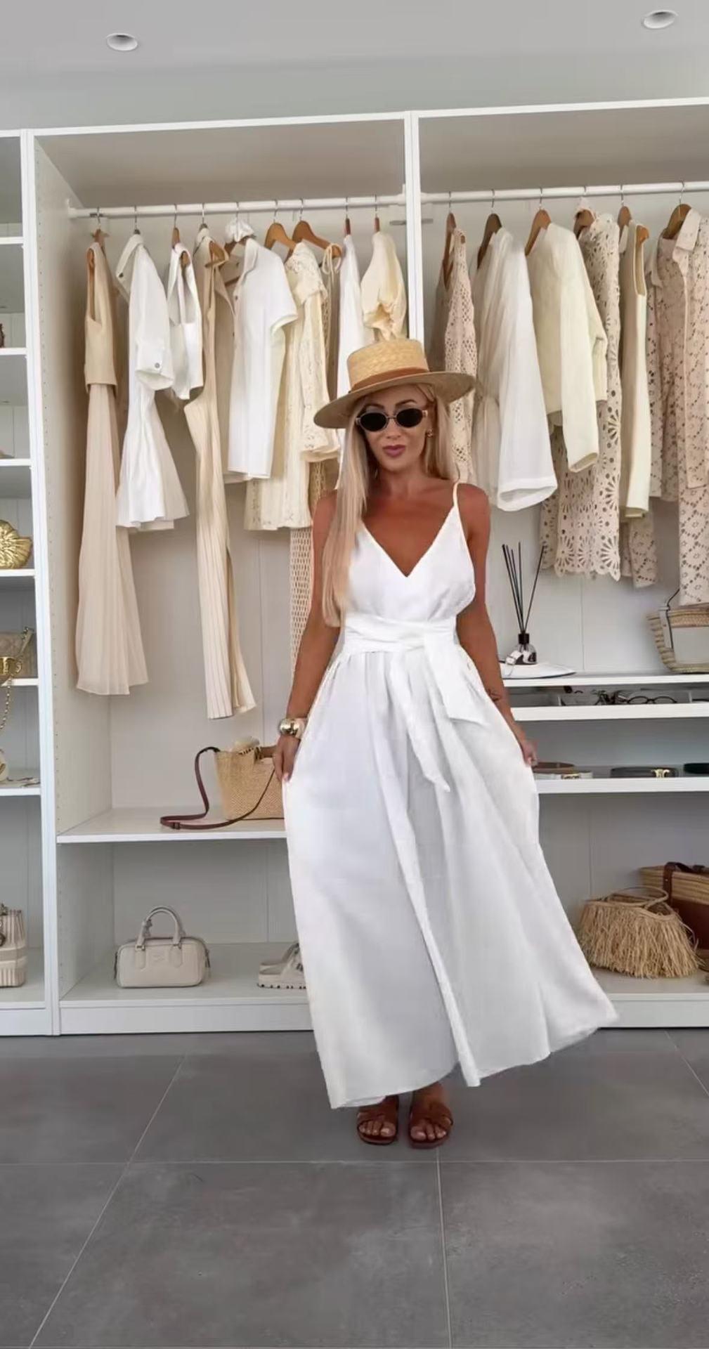 Sexy Sling Tied V-neck Sleeveless Dress