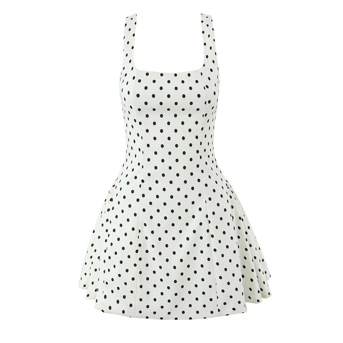 Women's Fashion Polka Dot Mini Sling Dress