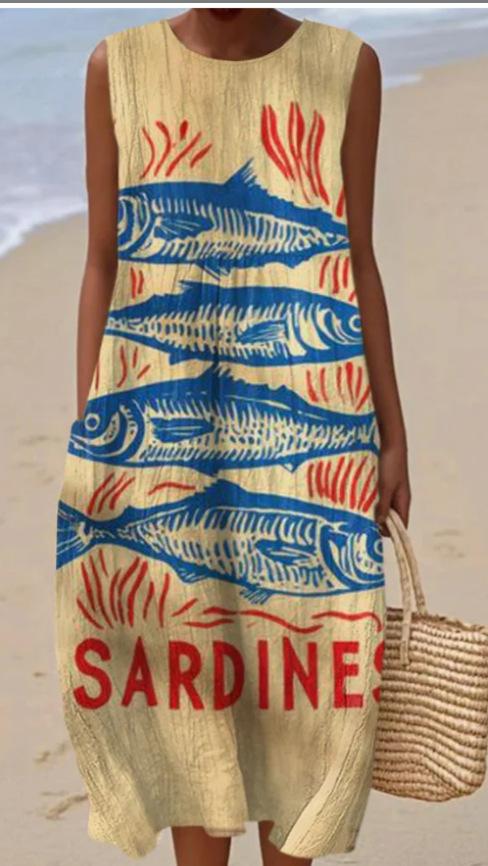 Women's Sleeveless Casual Printed Temperament Dress