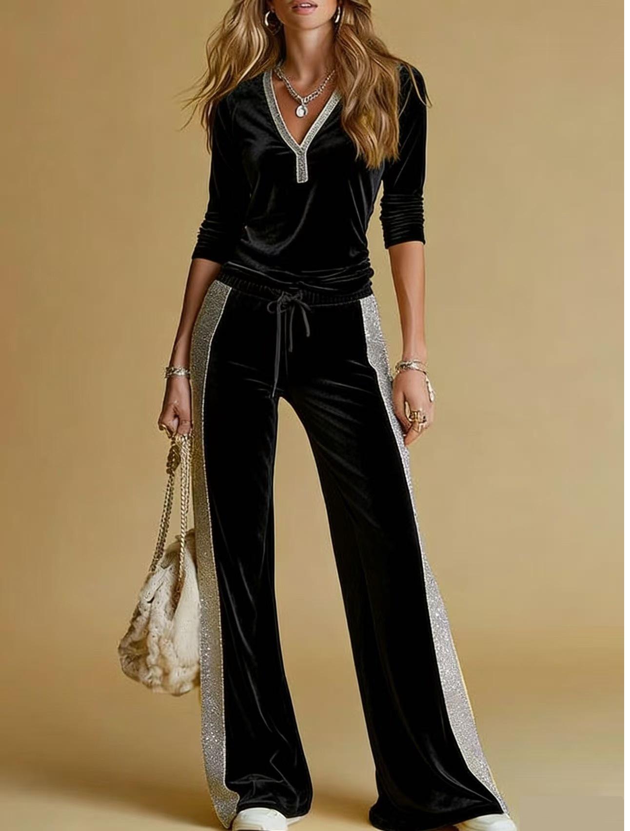 Womens High-end Velvet Casual Suit