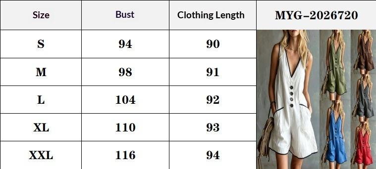 Casual Loose-fit Button-down Womens Jumpsuit