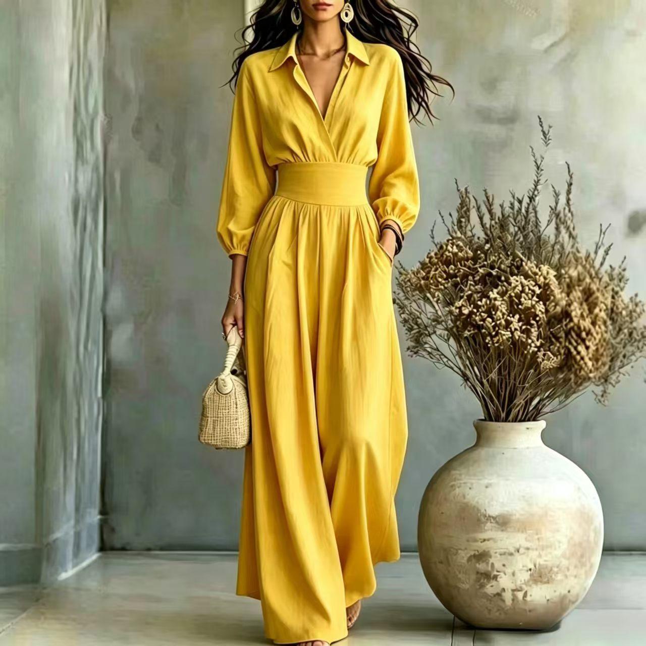 Cinched-waist Elegant Womens Jumpsuit