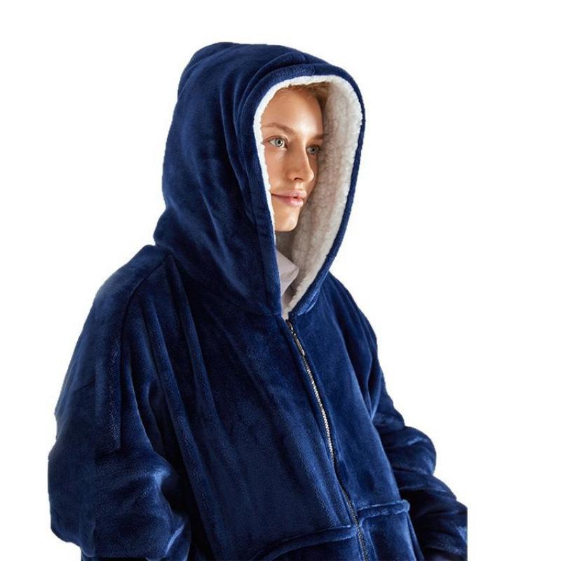 Womens Hooded Pajamas Thermal Clothing With Fleece Lining And A Cozy TV Blanket