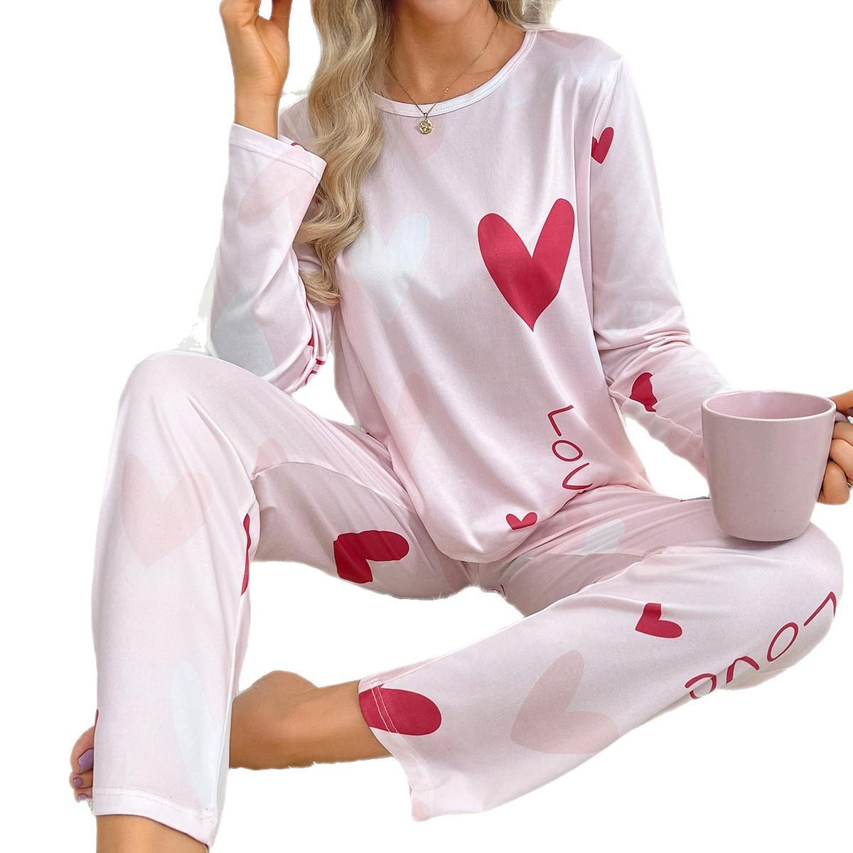 Love Print Long Sleeve Pants Simple Two-piece Set