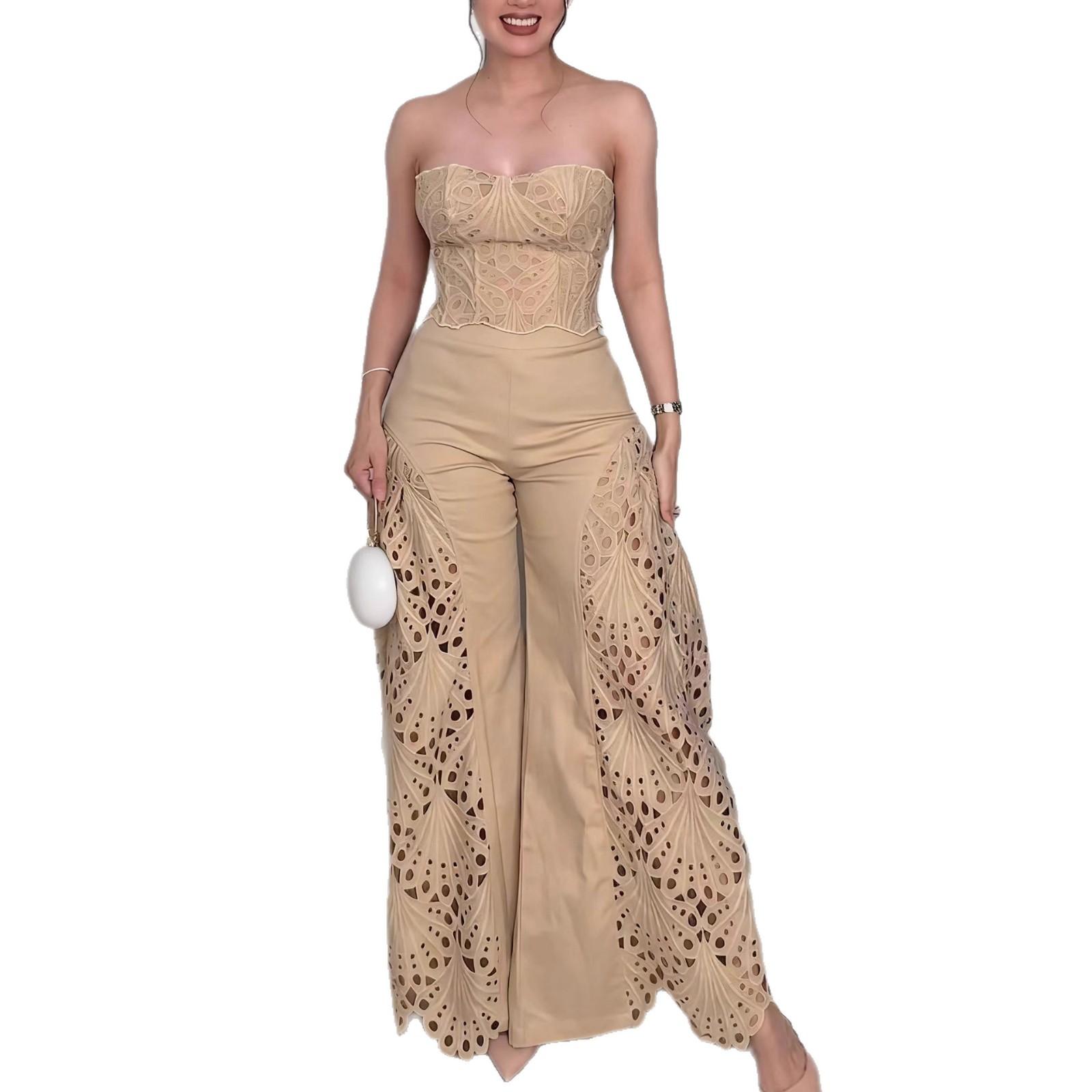 Fashionable And Sexy Womens Lace-trimmed Tube Top And Skirt Two-piece Set