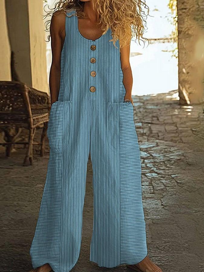 Casual Retro Personalized Printed Jumpsuit