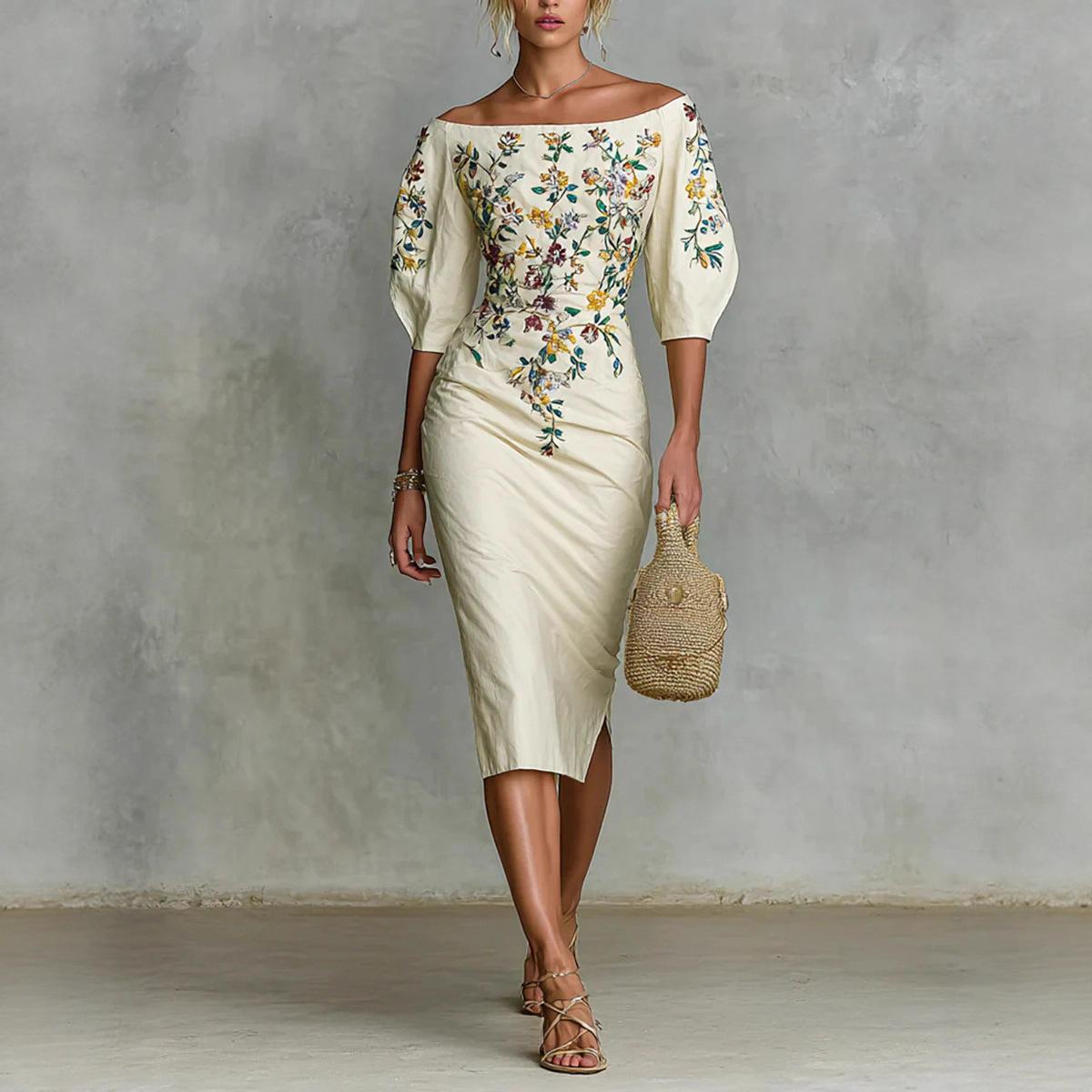 New Off-shoulder Waist Dress For Women