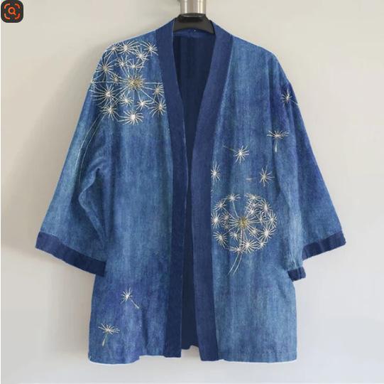 New 3D-printed Mens Japanese-style Retro Cardigan Top