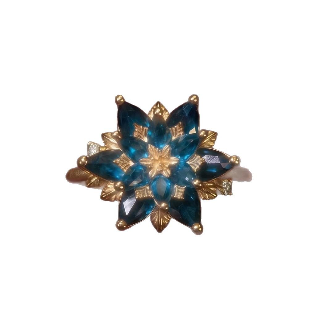 Fashionable Copper Double-layer Flower Ring