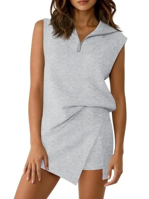 Womens Fashion Two-piece Set Top And Skort