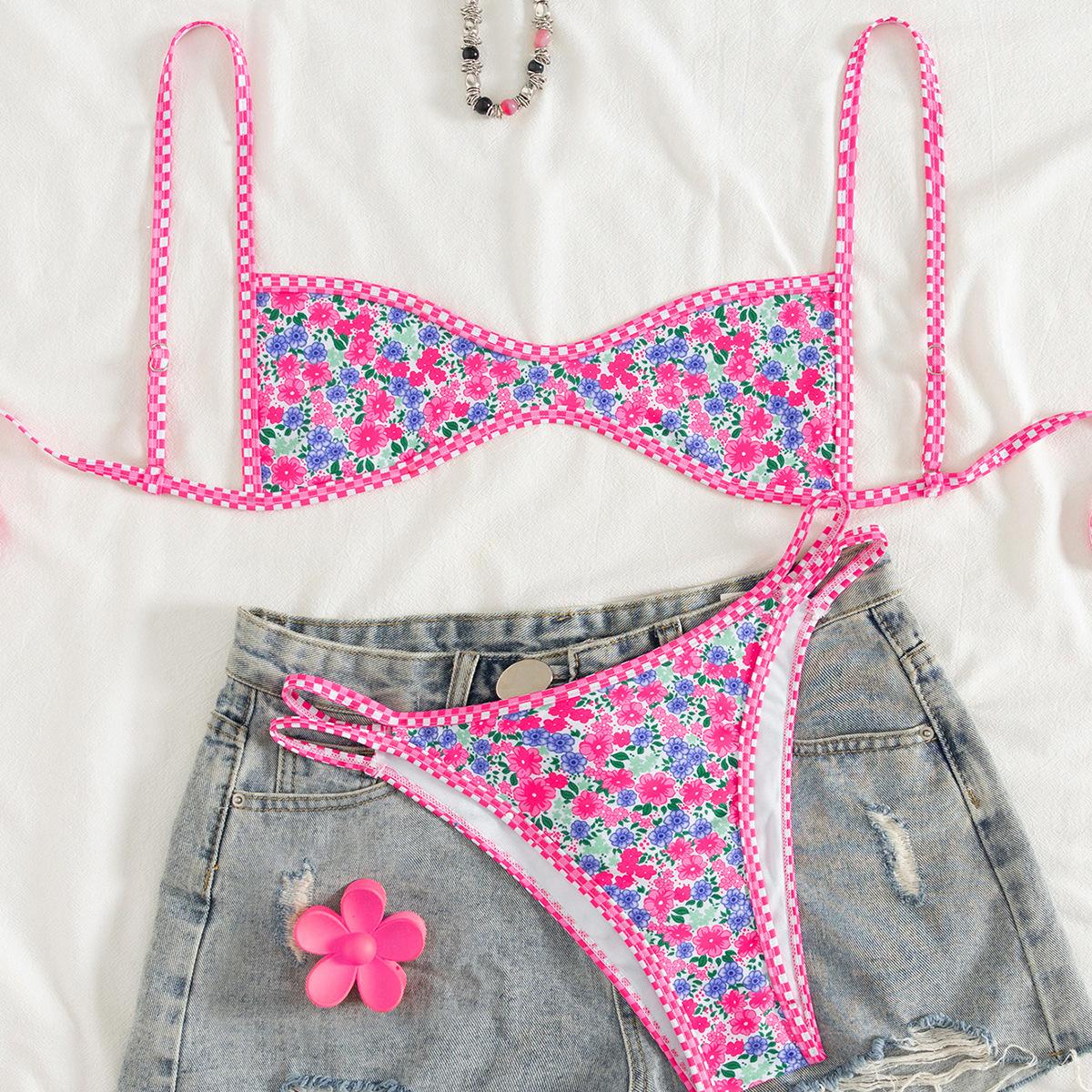 Bandeau Backless Lace-up Bikini Two-piece Swimsuit