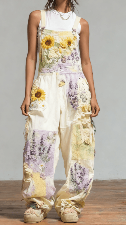 Casual Women's Bohemian Style Woven Loose Overalls