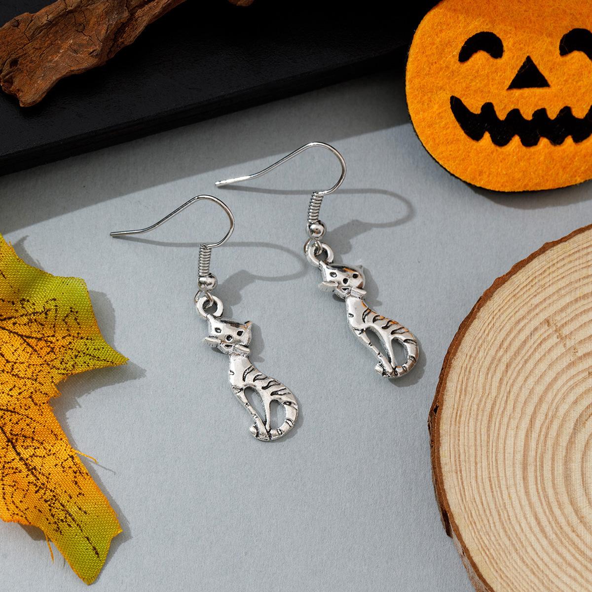 Horror Bat Pumpkin Skull Earrings Womens European And American Style Fashion