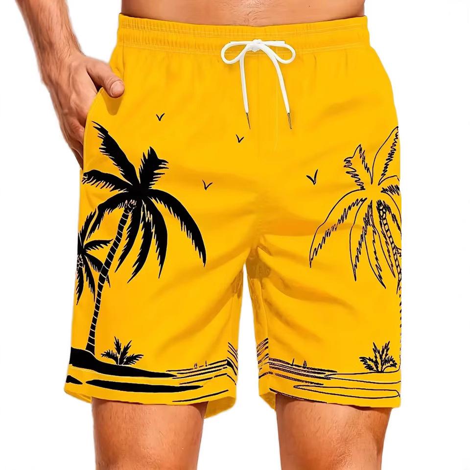 Mens Summer Beach Shorts Stylish Quick-Dry Print Short Trousers