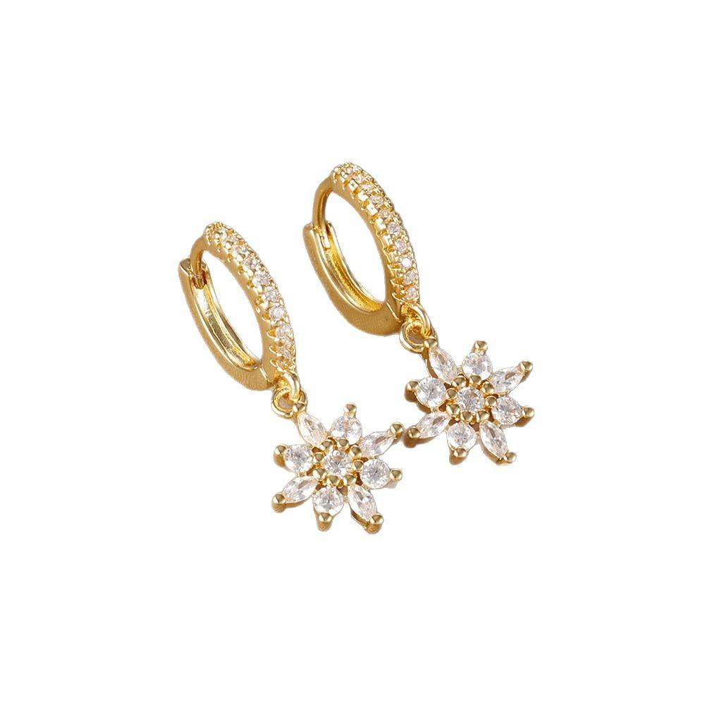 Zircon Full-diamond Flower And Star Earrings