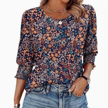 Tibetan blue floral fragments / 3XL
