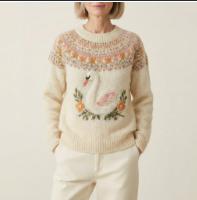 Womens High-neck Pullover Chunky-knit Jacquard Sweater