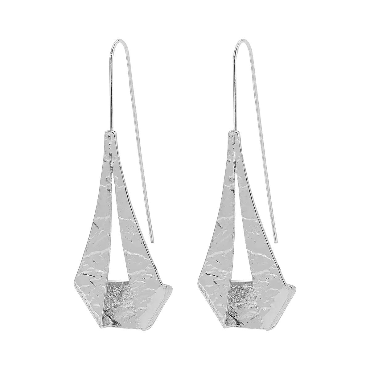 Geometric Three-Dimensional Hammered-Effort Earrings For Women
