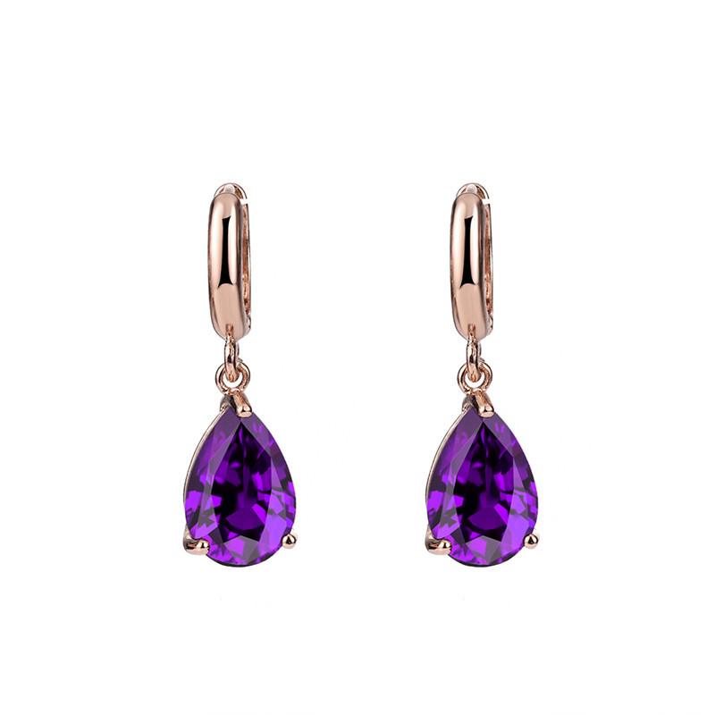 Diamond-encrusted Amethyst Earrings Women's European And American Style