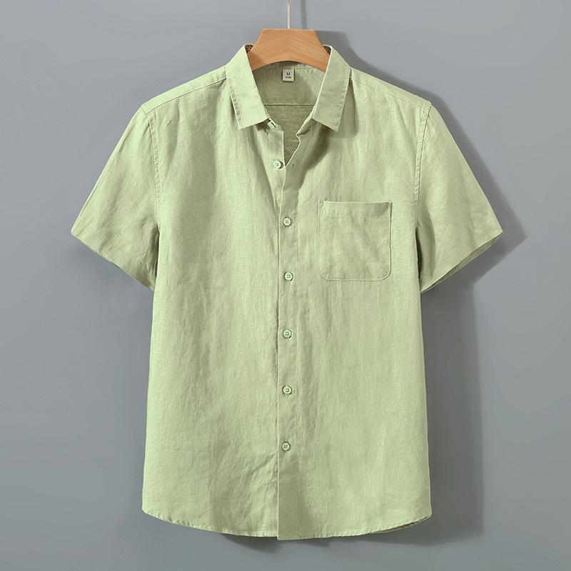 Mens Pure Linen Short Sleeve Shirt