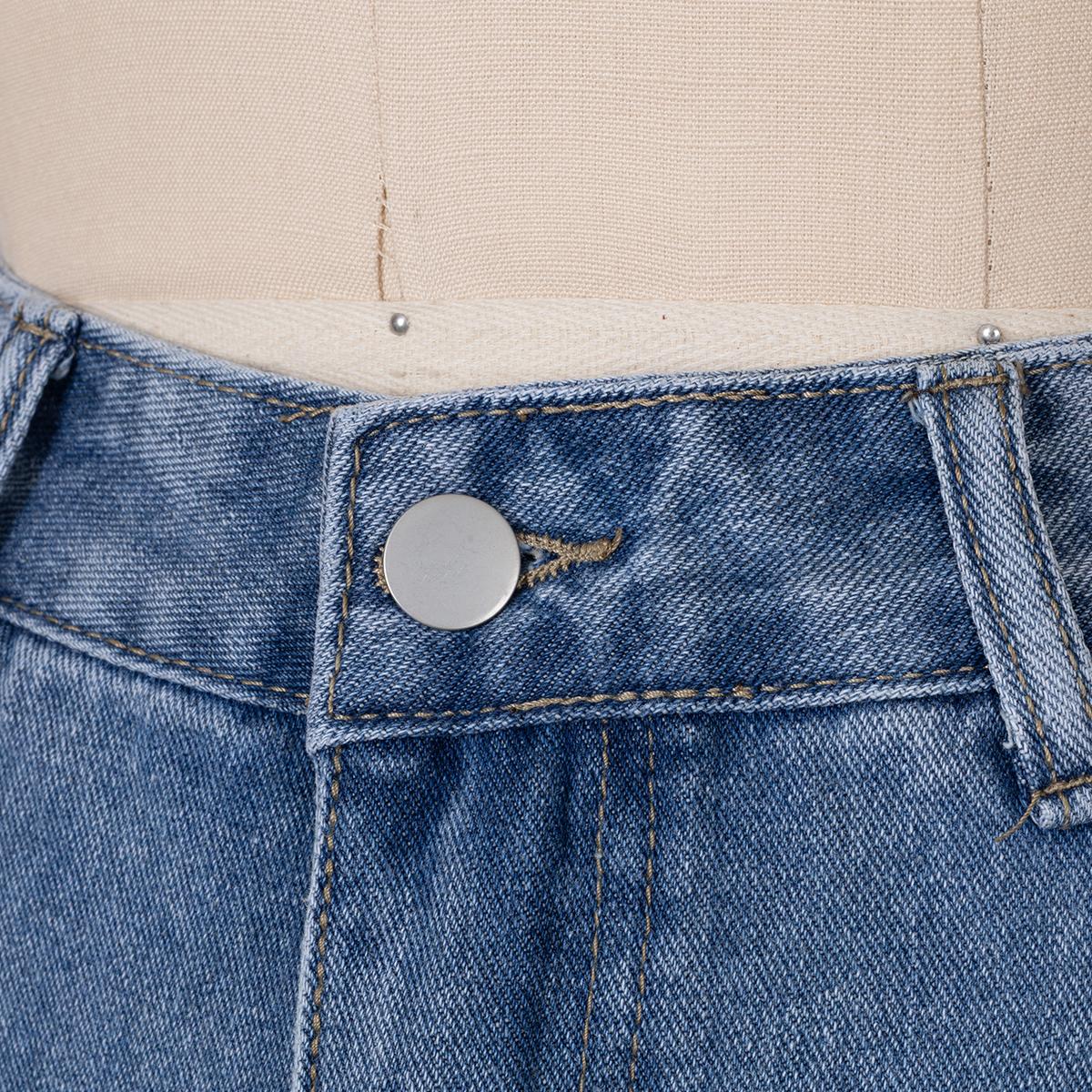 Light Blue Denim Cropped Jacket And Wide-leg Jeans Set
